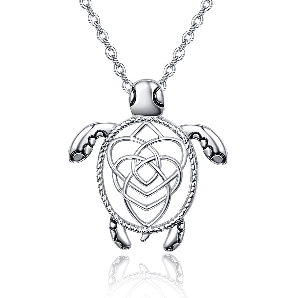 [Australia] - Turtle Necklace 925 Sterling Silver Tortoise Cletic Knot Necklace Ocean Theme Pendant Jewellery Turtle Gifts for Women Girls 