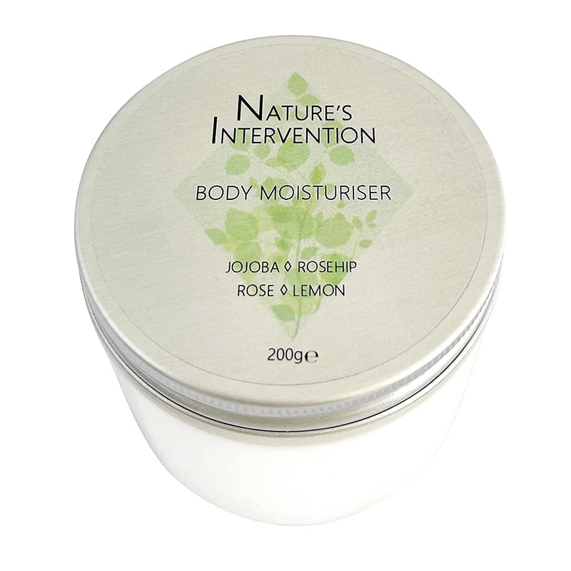 [Australia] - Natural for Sensitive Skin BODY MOISTURISING CREAM - GRAPESEED, VITAMIN E, ROSE & LEMON - 200 g by NATURE'S INTERVENTION. 99% Plant Derived, pH 5.5 Protects Skin Barrier, Hydrates, Soothes, Repairs. 