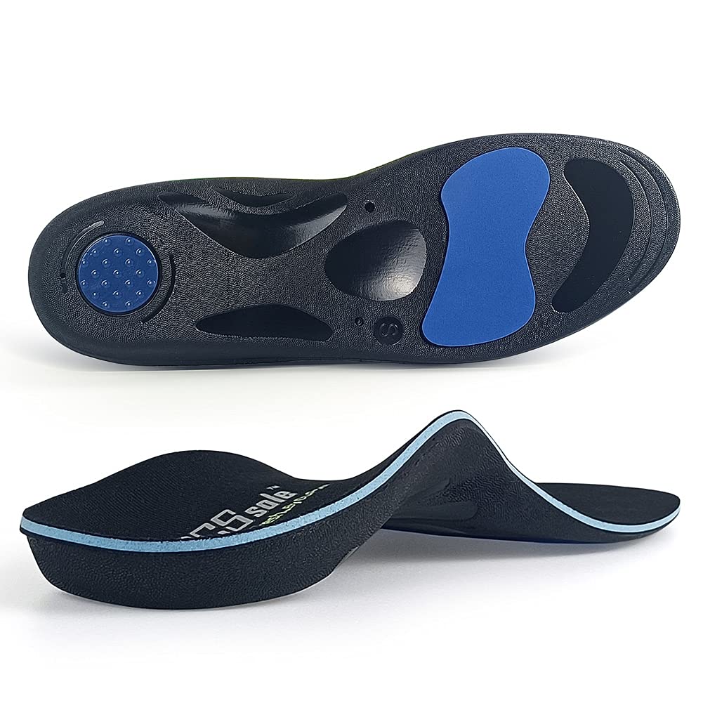 [Australia] - PCSsole Orthotic High Arch Support Insoles, Comfort Sport Insert for Flat Feet, Plantar Fasciitis, Feet Pain, Foot Valgus, Over Pronation for Men and Women L:Men(10-11.5)30cm Black 