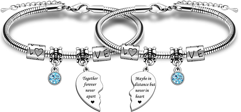 [Australia] - JMIMO BFF Bracelet for 2-Split Best Friends Heart Bracelet Friendship Bracelet graduation gifts Bracelet Set of 2 Gifts for Her Long Distance Friendship Gifts 