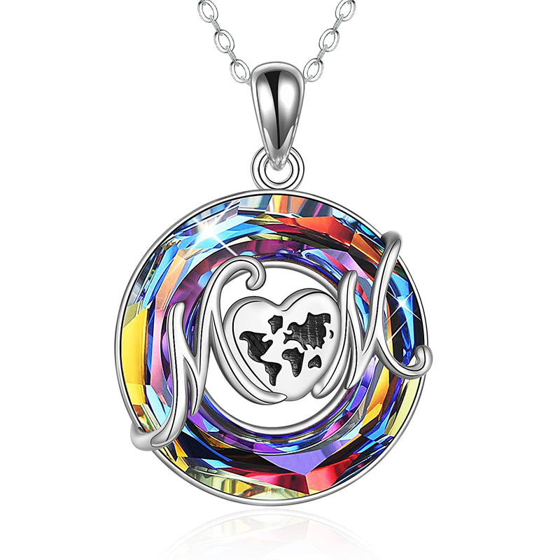 [Australia] - URONE Mom Necklace Sterling Silver Love Mum Pendant with Crystal from Austria Mother Jewellery Gift for Mother Grandma Daughte 