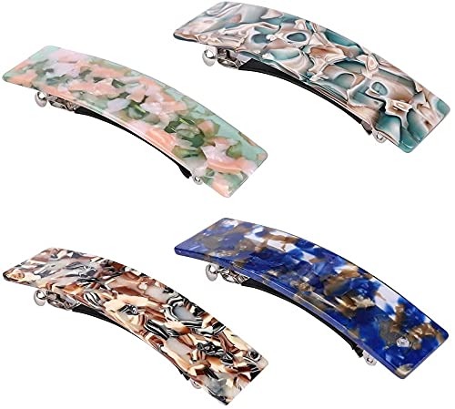 [Australia] - 4Pcs Barrette Hair Clips, French Design Hair Barrette Women Automatic Clamp Hair Barrettes for Fine Medium Thick Hair 