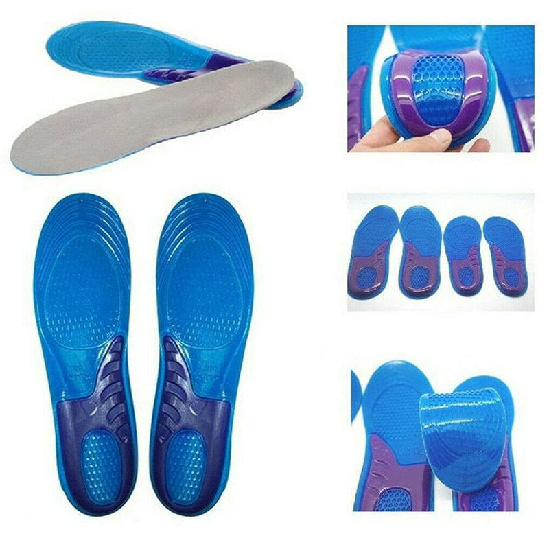 [Australia] - Unisex Orthotic Silicone Gel Shoes Insoles Shock Absorbing Full Length Pair of Boots & Sports Shoe Massaging Feet Shoe Inserts (Medium Size UK 6 to 8) 