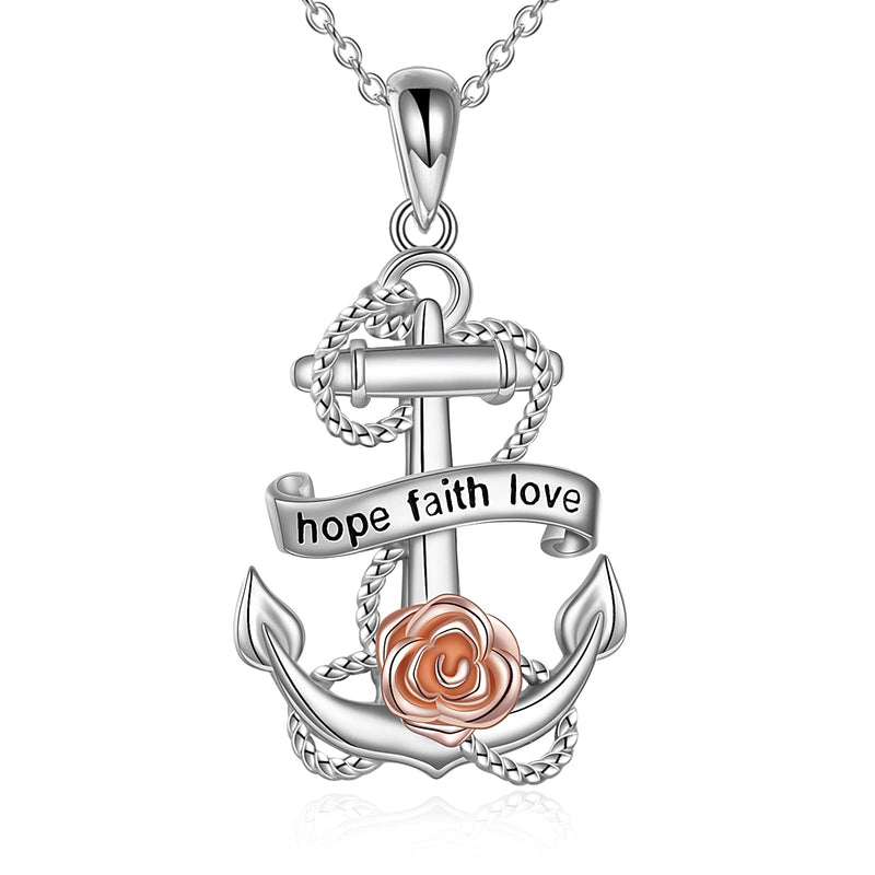 [Australia] - Anchor Necklaces Tree of Life Pendant Necklace 925 Sterling Silver Chain Vintage Jewellery Gifts For Women Girls Mum Mother Daughter Rose 