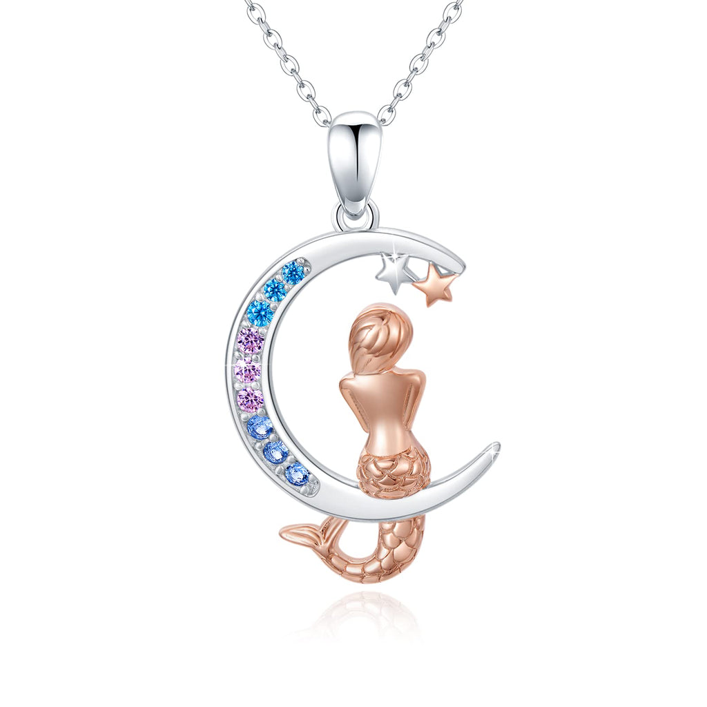 [Australia] - Mermaid Necklace 925 Sterling Silver 925 Sterling Silver Mermaid Pendant Necklace Cubic Zircon Jewellery Gifts for Women 