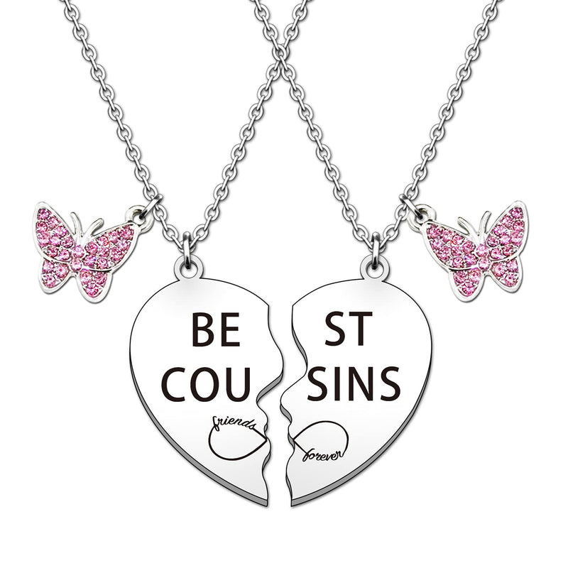 [Australia] - HULALA Best Cousin Gifts Cousin Necklaces For 2 Girls Matching Puzzle Heart Pendant Necklace Set Birthday Christmas Gifts For Cousins 