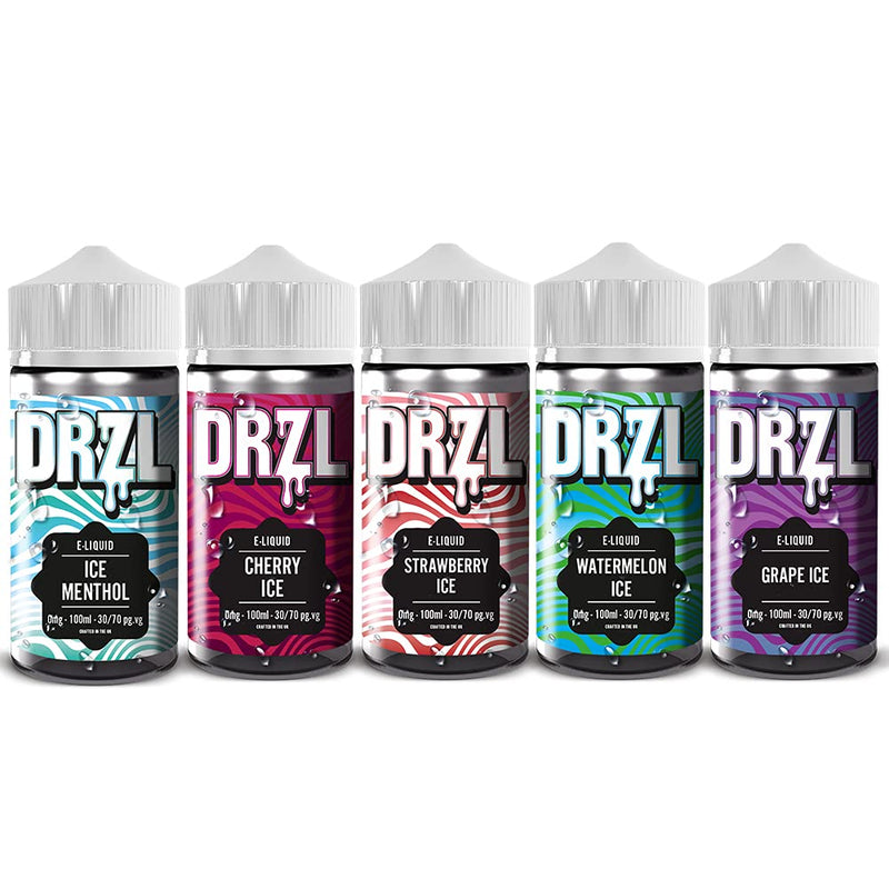 [Australia] - Vape Juice Five Pack Vape Liquid - 5 x 100ml Ice Menthol + Cherry Ice + Strawberry Ice + Watermelon Ice + Grape Ice E Liquid 70/30 No Nicotine Short Fill (DRZL E Liquid) 