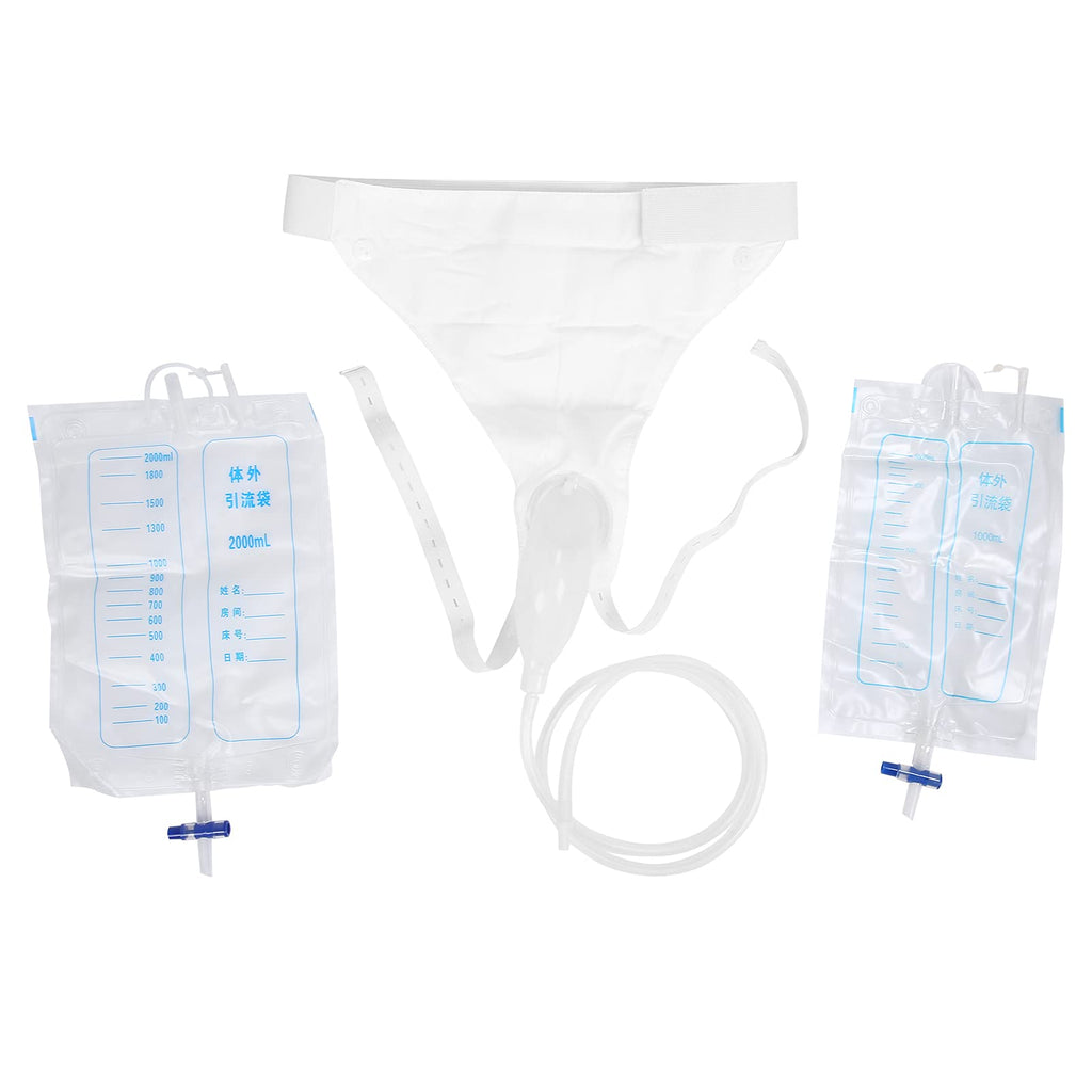 [Australia] - Brrnoo Adult Urine Bag, Older Silicone Urine Collector Men Male Portable Urine Collector Catheter Drainage Bag with External Catheter and Urine Bag 