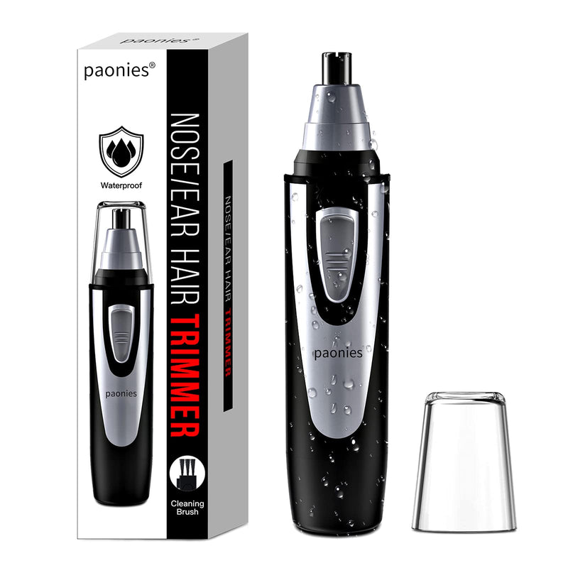 [Australia] - Ear and Nose Hair Trimmer Clipper - 2021 Professional Painless Eyebrow & Facial Hair Trimmer for Men Women, Battery-Operated Trimmer with IPX7 Waterproof, Dual Edge Blades for Easy Cleansing Black 
