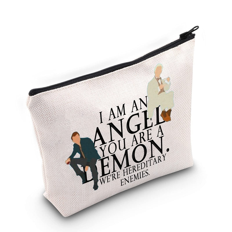 [Australia] - LEVLO Good Omens Cosmetic Bag Good Omens Fans Gift I am an Angel You Are a Emon We're Hereditary Enemies Make up Zipper Pouch Bag Good Omens Merchandise, I am an Angel, 
