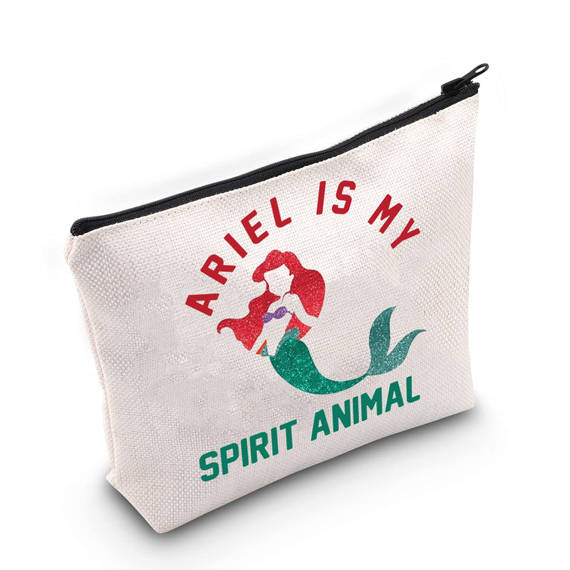 [Australia] - LEVLO Mermaid Ariel Cosmetic Make Up Bag Mermaid Ariel Lover Gift Ariel Is My Spirit Animal Mermaid Makeup Zipper Pouch Bag For Women Girls, Ariel Spirit Animal, 
