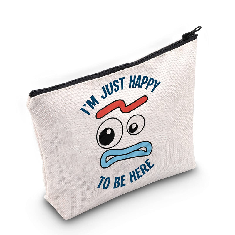 [Australia] - LEVLO Forky Toy Story Cosmetic Bag Forky Lover Gift I'm Just Happy To Be Here Make up Zipper Pouch Bag For Women Girls, Happy To Be Here, 