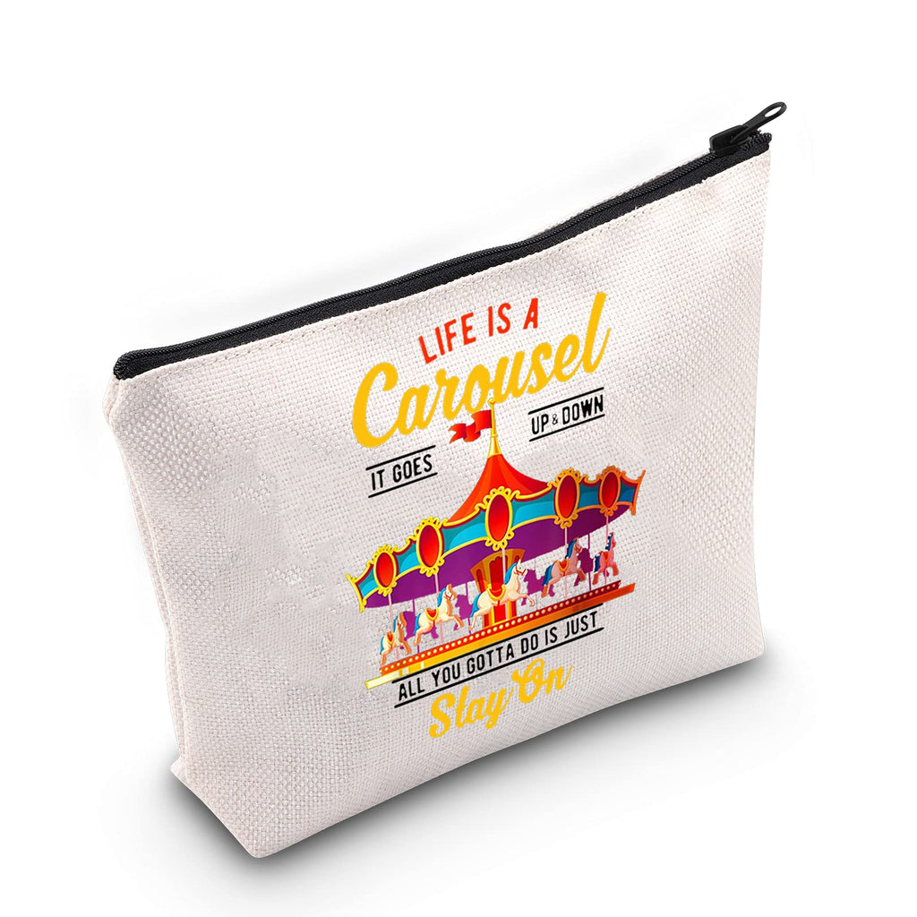 [Australia] - LEVLO Carousel Cosmetic Bag Carousel Inspirational Gift Life is a Carousel It Goes Up & Down You Gotta Do is Just Stay On Make up Zipper Pouch Bag For Women Girls, Life is a Carousel, 