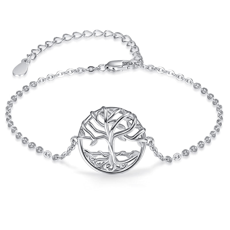 [Australia] - KINGWHYTE Tree of Life Bracelet 925 Sterling Silver Adjustable Bracelets Charm Jewellery Gifts for Women Mum Girls Girlfriend 