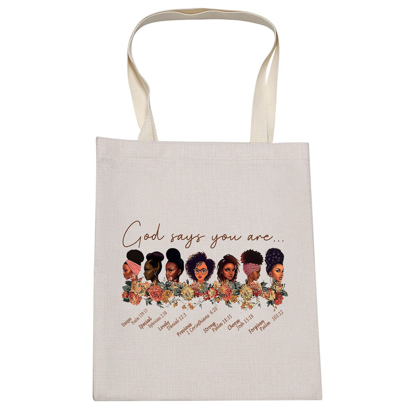 [Australia] - LEVLO African American Cosmetic Make up Bag Black Girl Gift God Says You are Unique Special Lovely Chosen Forgiven Makeup Zipper Pouch Bag American African Black Live Matter Gift, God Says Tote, 