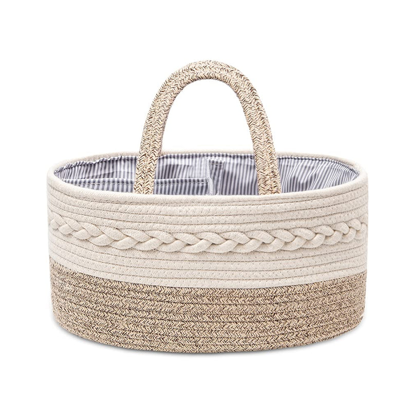 [Australia] - Baby Nappy Caddy Organiser,Portable Cotton Rope Woven diaper Caddy-Nursery Storage, DIY Basket with Changeable Compartments, Newborn Shower Gift Tote Bag (Yellow) Yellow 