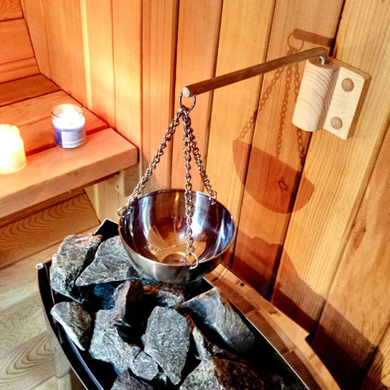 [Australia] - Sauna Aroma Bowl, Stainless Steel SPA Essential Oil Bowl with Wood Plate and Screws, Aromatherapy Oil Cup Sauna Suitable for Traditional Sauna (Small) Small 