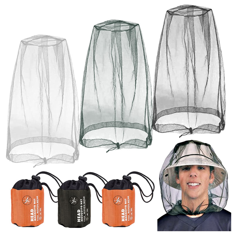[Australia] - Grantop 2 Pieces Mosquito Head Net, Nylon Face Net Mesh,Mesh Bug Net for Outdoor Hiking Camping Climbing Fishing and Walking Gray&green&black 