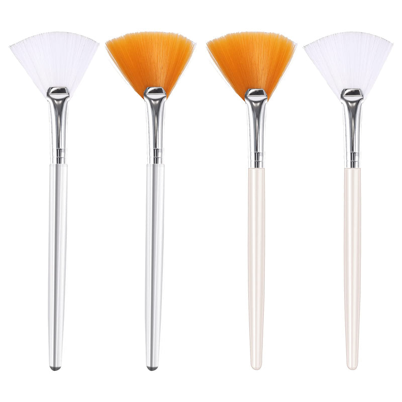 [Australia] - SAVITA 4Pcs Face Mask Brushes Fan Brushes Soft Facial Brushes Tools Makeup Brushes for Peel, Sleeping Mask, Mud Mask Makeup 15cm/6 inches orange and white 