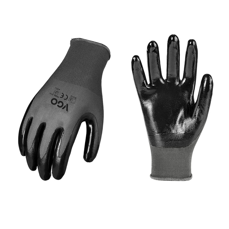 [Australia] - Vgo 5Pairs Safety Work Gloves,Gardening Gloves,Non-Slip Nitrile coating,Dipping Gloves(Size M,Grey,NT2110) M (Pack of 5) Green 