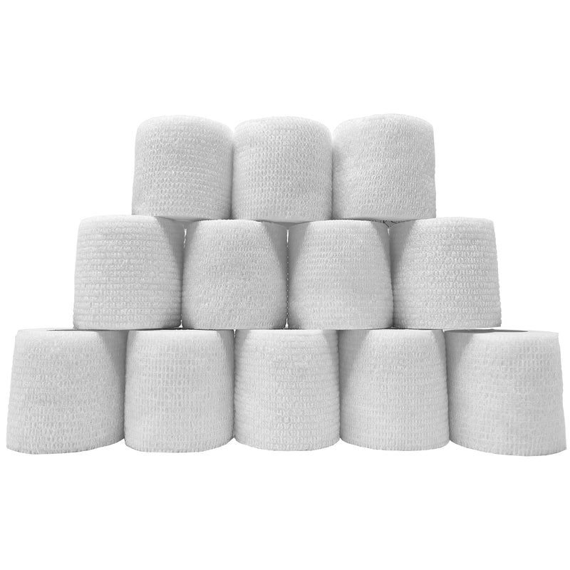 [Australia] - Inksafe White Self Adherent Cohesive Bandages 5cm x 4.5m Box of 12 - Uses Include Tattoo Grip Wrap, Vet Wrap, Tape for Wrist and Ankle Sprains 