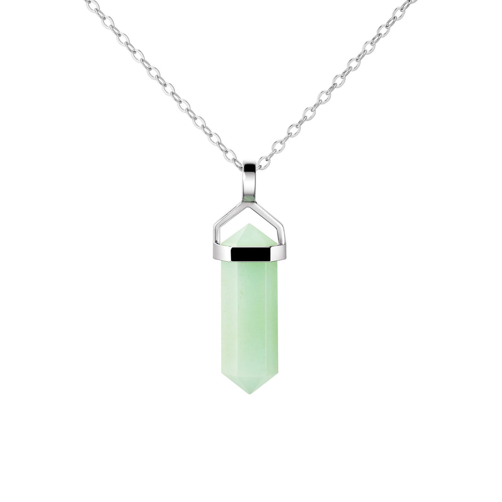 [Australia] - Franki Baker Womans 925 Sterling Silver Spring Green Chrysoprase Gemstone Double Point Pendant Necklace. Chain length: 50cm. Pendant Length: 3cm 