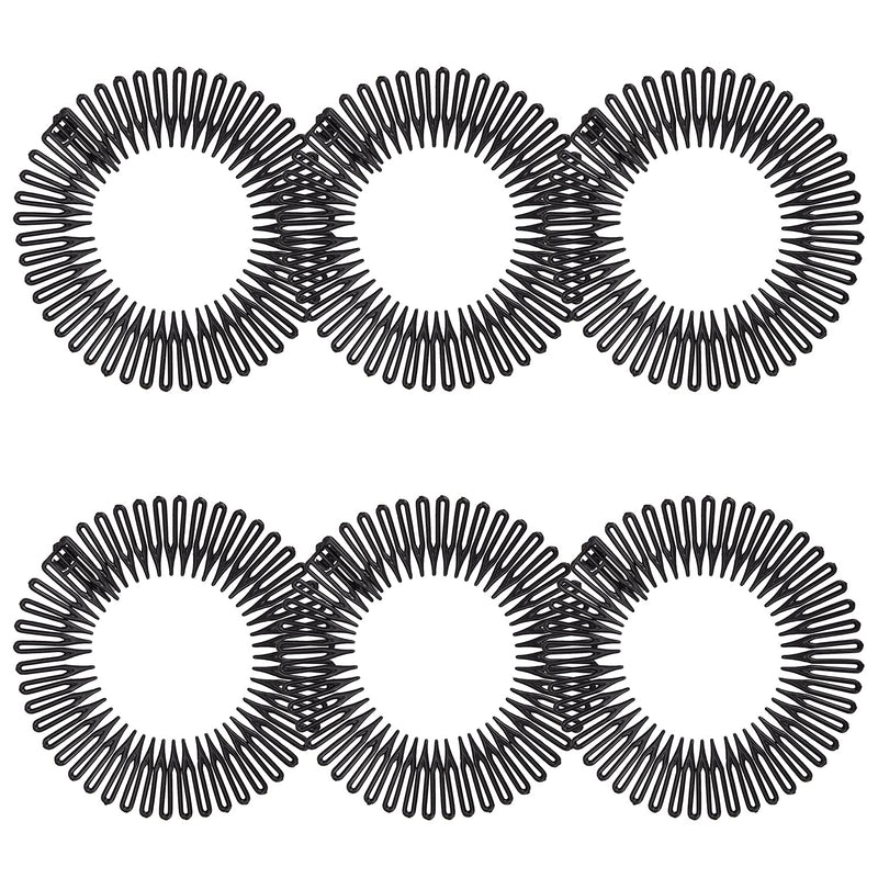 [Australia] - HOYOEY 6 Pieces Full Circular Stretch Flexible Comb Plastic Circle Comb Zigzag Headband Flexi Combs 