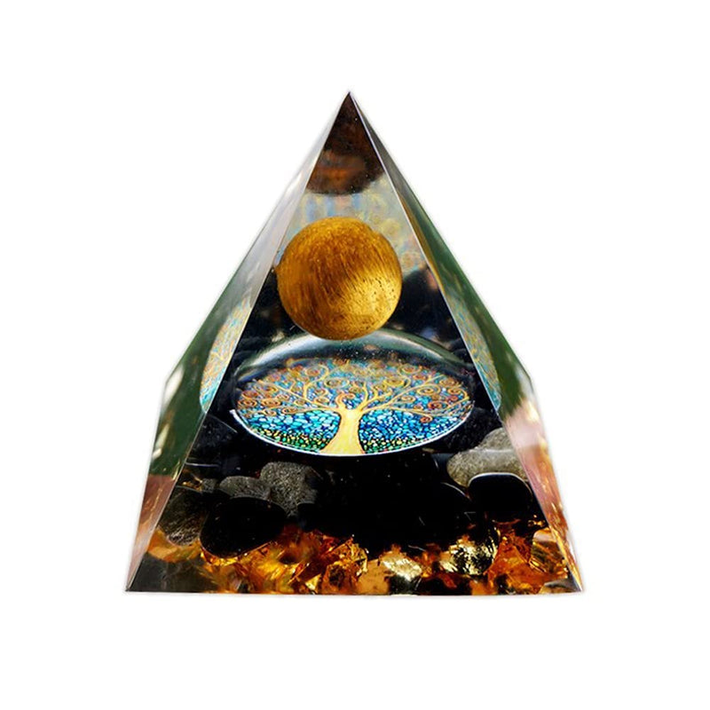 [Australia] - Moonstone Crystal Orgone Pyramid Ogan Crystal Energy Tower Nature Reiki Chakra Crushed Stone Jewelry Flower of Life Crystal Orgonite Pyramid Healing Chakra Pyramid B 