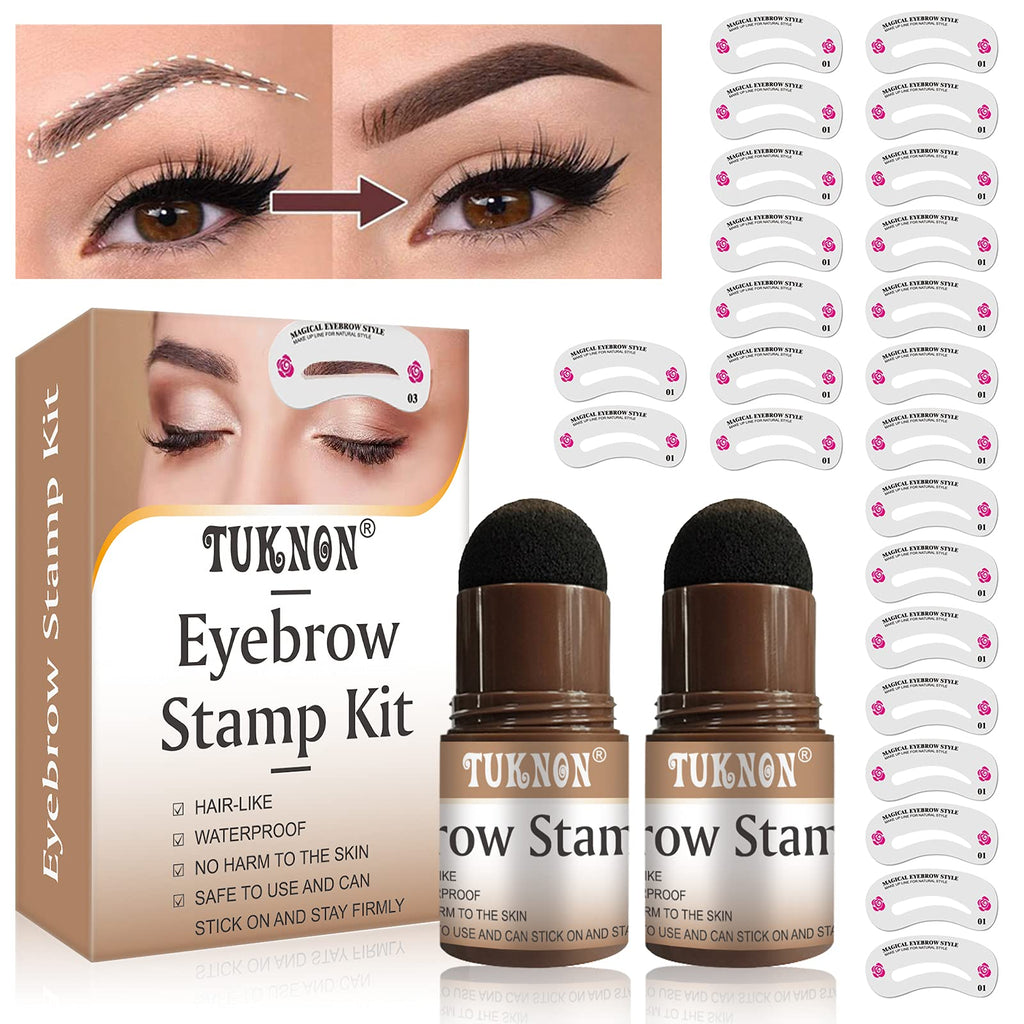 [Australia] - Brow Stamp, One Step Brow Stamp Shaping Kit, Brow Stamp Kit, Eyebrow Stamp Waterproof, Eyebrow Stamp Shaping Kit with 24PC Reusable Eyebrow Stencil Kit Eyebrow Definer Eye Makeup Shaping Tool 26 Count (Pack of 1) 