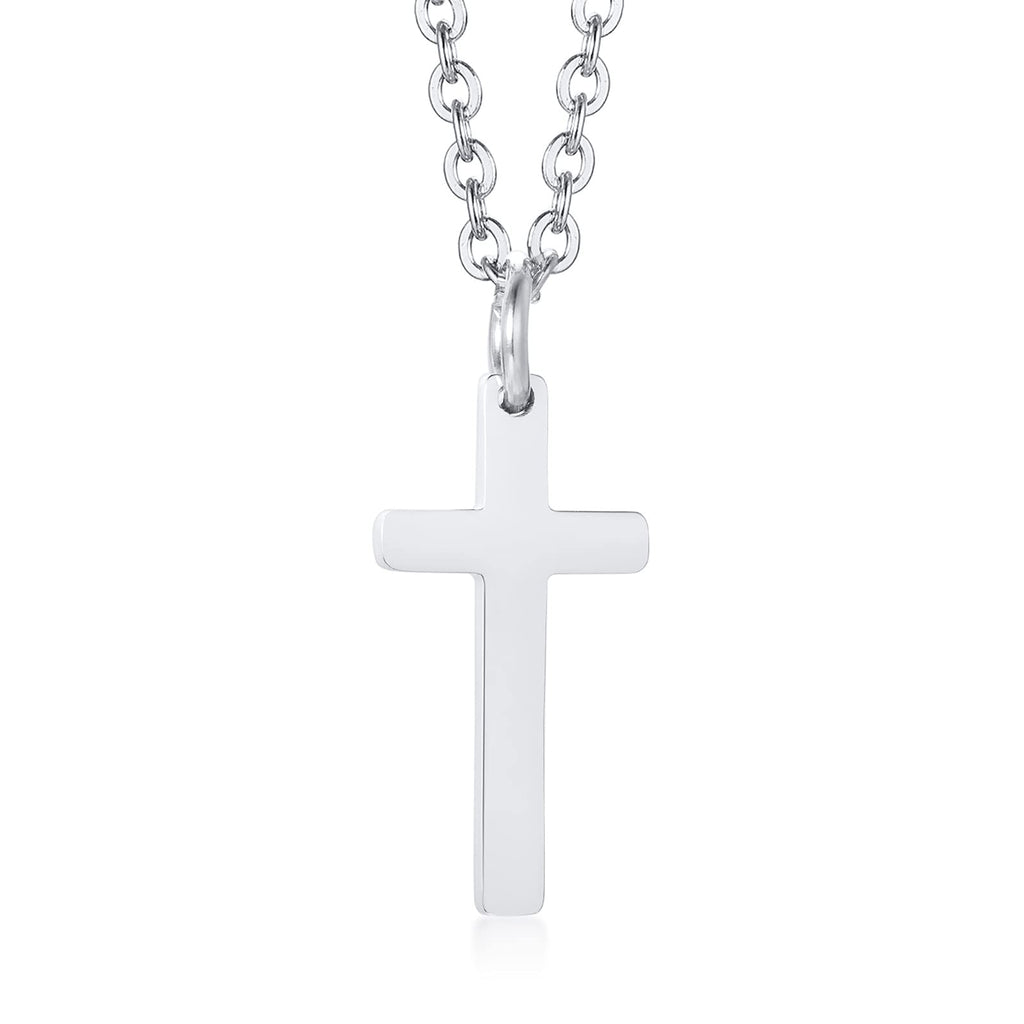 [Australia] - VNOX Cross Necklace Stainless Steel Necklace Simple Plain Cross Pendant Necklace/316L Stainless Steel Rolo Chain 60cm,Christmas/Birthady Gift Silver-tiny Cross 