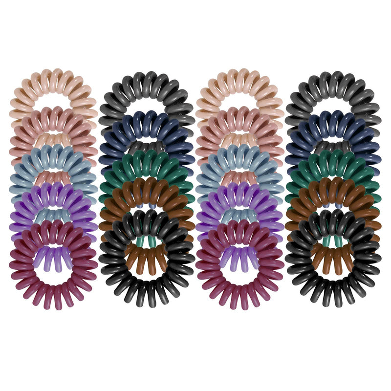 [Australia] - Boobeen 20 pack Hair Ties - Spiral Hair Band Multicolor Telephone Cord Hair Band-A Hair Band Suitable for Any Hair Type Multi-colored 
