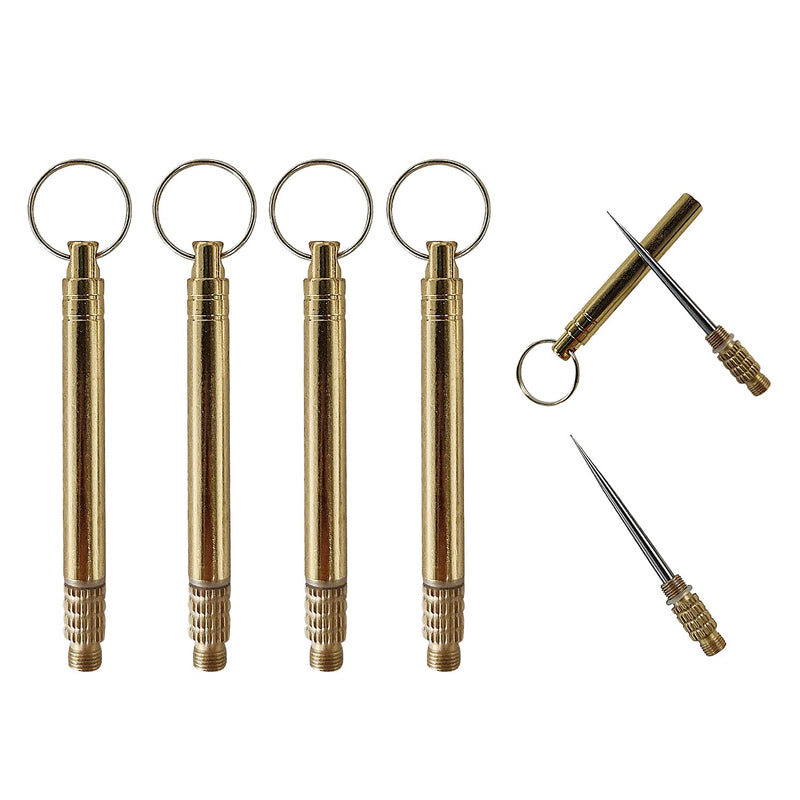 [Australia] - Spring.Rd Portable Toothpicks, Titanium Toothpicks Toothpick with Key Ring Fruit Stick Metal Toothpick for Outdoor Picnic and Home, Brass (4PCS) 4pcs 