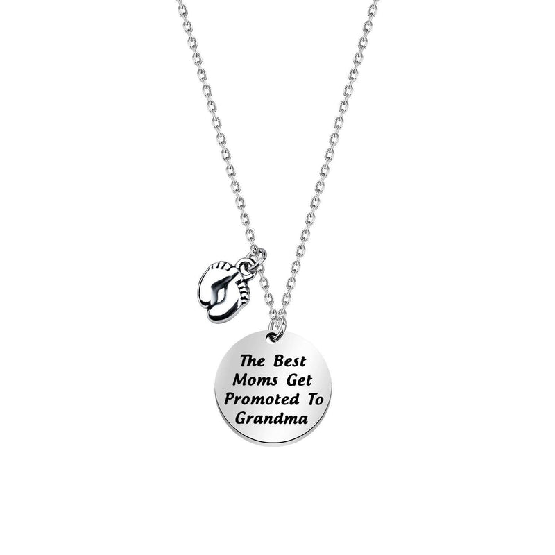 [Australia] - New Grandma Gift The Best Moms Get Promoted to Grandma Necklace with Baby Footprint Charm Promoted-Grandma Necklace 