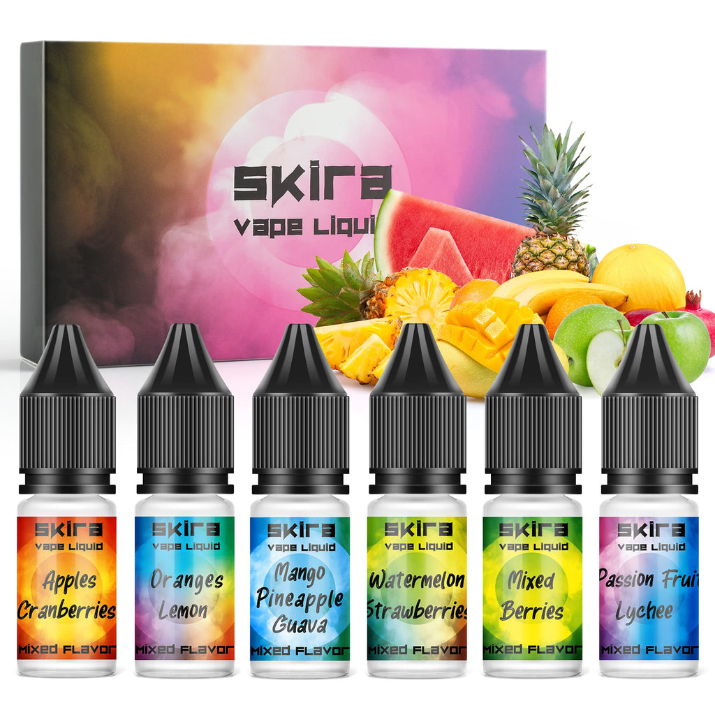 [Australia] - SKIRA Vape Liquid No Nicotine, 6 * 10ml Vape Juice Mixed Fruit Flavours, 70/30 E Liquid, Vape Liquid Suitable for All Vape Kits Fruity 