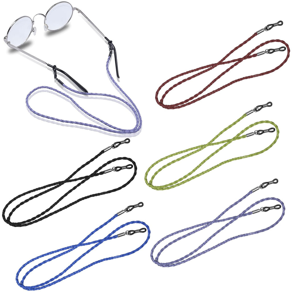 [Australia] - 5 Pcs Eyeglasses Straps Chain, 5 Colors Leather Eyeglasses Cord Chain String Non-Slip Spectacles Cord, Retainer Lanyard Sunglasses Holder Strap Eyewear Retainer for Glasses Eyeglasses 