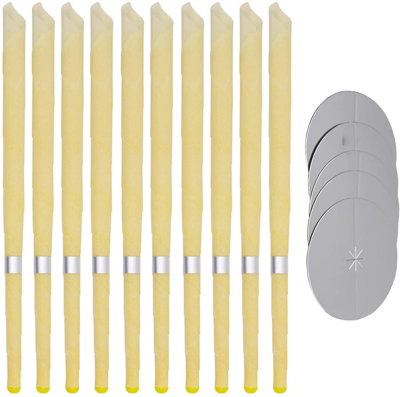 [Australia] - Ear Candles Hopi 10 pcs - Natural Ear Candles Beeswax Candling Cones with 5 Protective Disks (Yellow) Yellow 