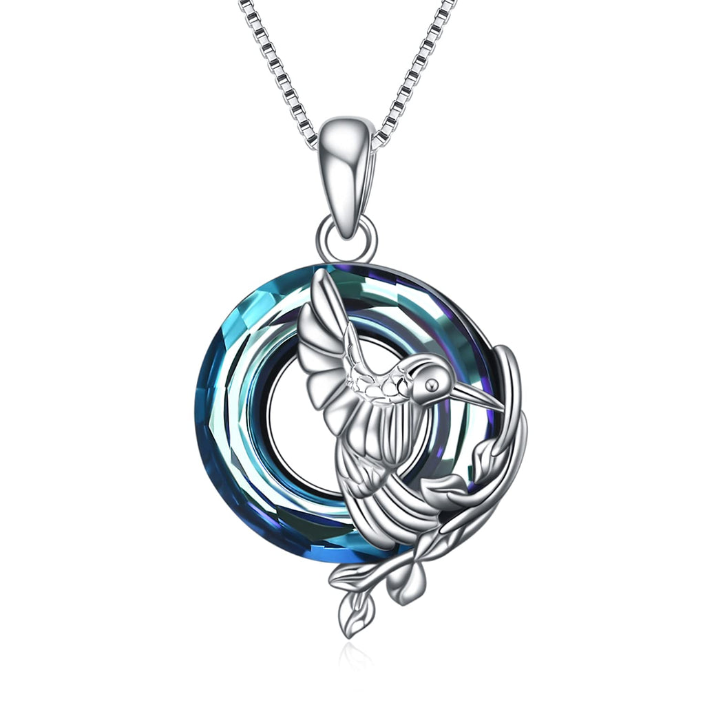 [Australia] - YFN Hummingbird Necklace Sterling Silver Bird Crystal Pendant Jewellery Gifts for Women Girls 