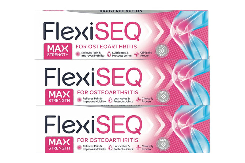 [Australia] - FlexiSEQ 50g Max Strength Gel, 3 Pack, Topical Gel for Joint Pain Relief, Drug-Free, for Knees, Hips, Feet, Hands etc 50 g (Pack of 3) 