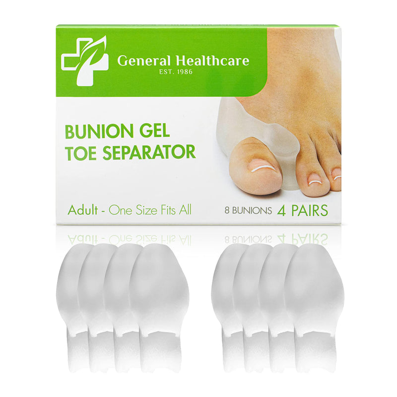 [Australia] - General Healthcare Bunion Gel Toe Corrector - Straightens Separates and protects (4 Pairs / 8 Bunions) 4 Pack 