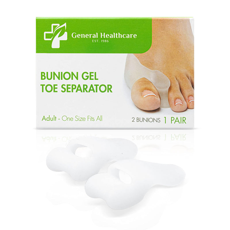 [Australia] - General Healthcare Bunion Gel Toe Corrector - Straightens Separates and protects (1 Pair / 2 Bunions) 1 Pack 