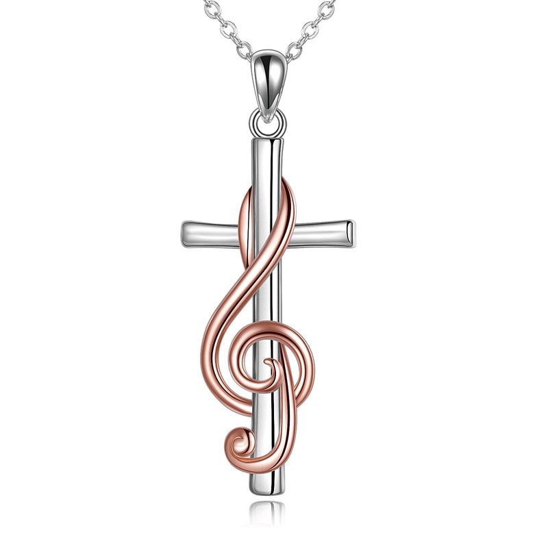 [Australia] - Musical Note Cross Necklace for Women Sterling Silver Conformation Jewelry Gifts for Women 