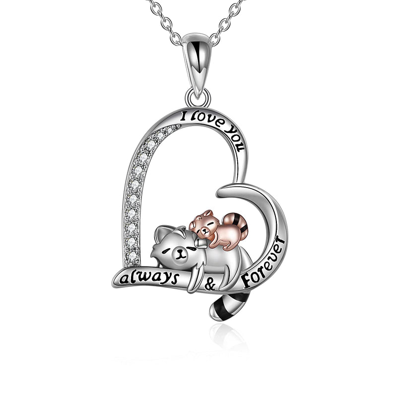 [Australia] - YAFEINI Red Panda Necklace Sterling Silver Mom and Baby Red Panda Pendant Jewellery Gifts for Women Girls 