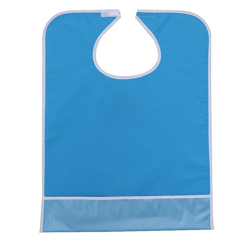 [Australia] - CENPEK Adult Bib Anti-fouling Waterproof Reusable Mealtime Protector with Crumb Catcher Washable Dining Bibs for Men Women Elderly Handicapped Patient Eating Blue 