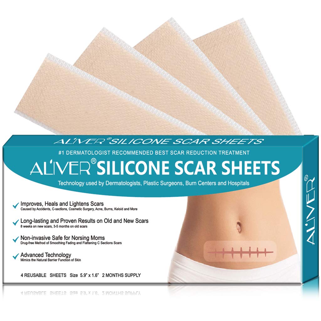 [Australia] - Silicone Scar Sheets, IFUDOIT 4 Sheets Reusable Silicone Scar Removal Sheets, Effectively Repair Scars Resulting from Surgery, Injury, Burns, Acne, C-Section 1 Pcs 