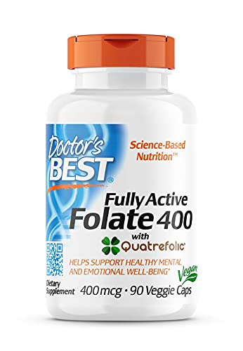 [Australia] - Doctor's Best, Fully Active Folate (Folic Acid), with Quatrefolic, 400 mcg, 90 Vegan Capsules, Vitamin C, Laboratory Tested, Highly Dosed, Gluten Free, SOYA Free, Non-GMO 