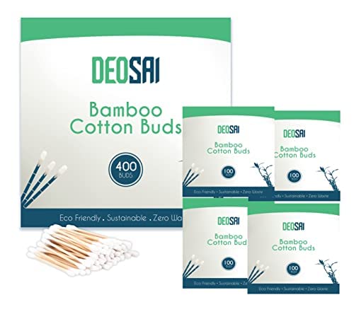 [Australia] - 400 Premium Bamboo Cotton Buds | 100% Biodegradable and Plastic Free Ear Buds Cotton | Great Alternative to Plastic Cotton Buds/Q Tips/Swabs/Earbuds 400 Count 