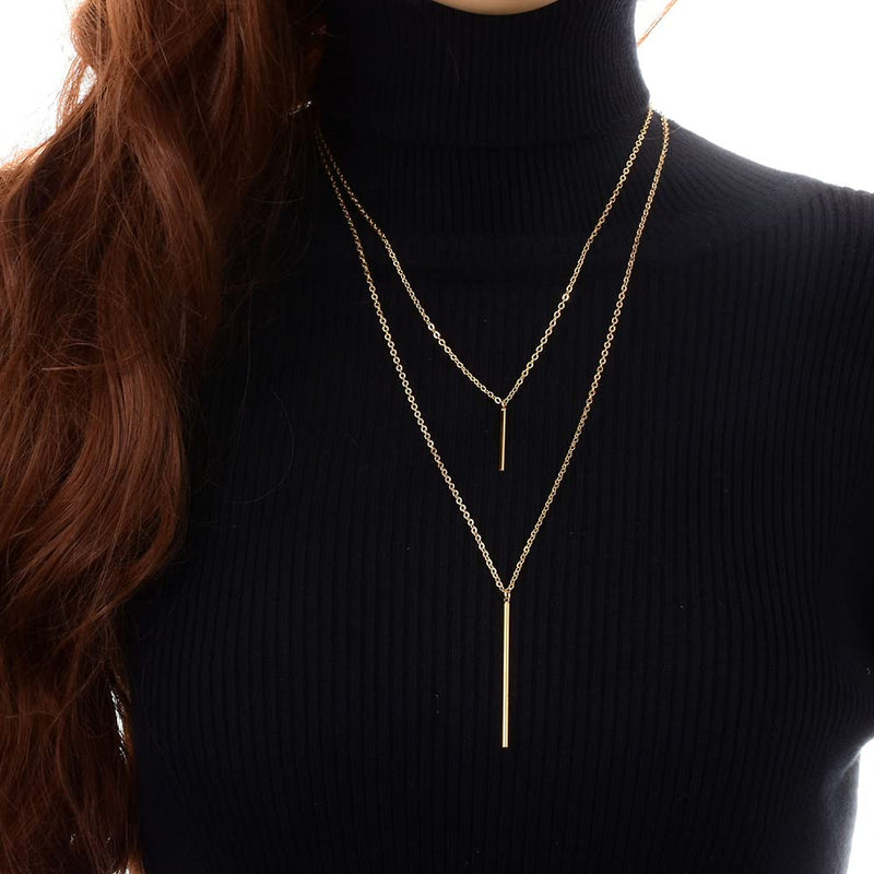 [Australia] - Layered Long Y Necklaces for Women Bohemia Clavicle Choker Necklace with Moon Pendant Silver Jewellery Gifts for Women Gold 