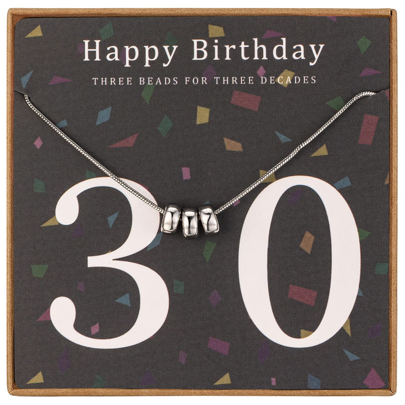 [Australia] - 30th Birthday Gifts for Women 1988 Sterling Silver Three Beads for Three Decades Gift for Her 30th Birthday 30th Birthday Gifts for Women Jewellery 