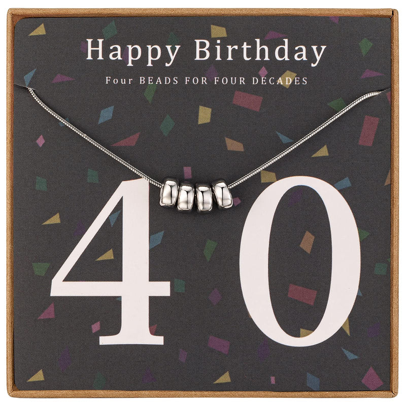 [Australia] - 40th Birthday Gifts for Women Gifts for 40th Birthday Sterling Silver Four Beads for Four Decades Female 40th Birthday Gifts 