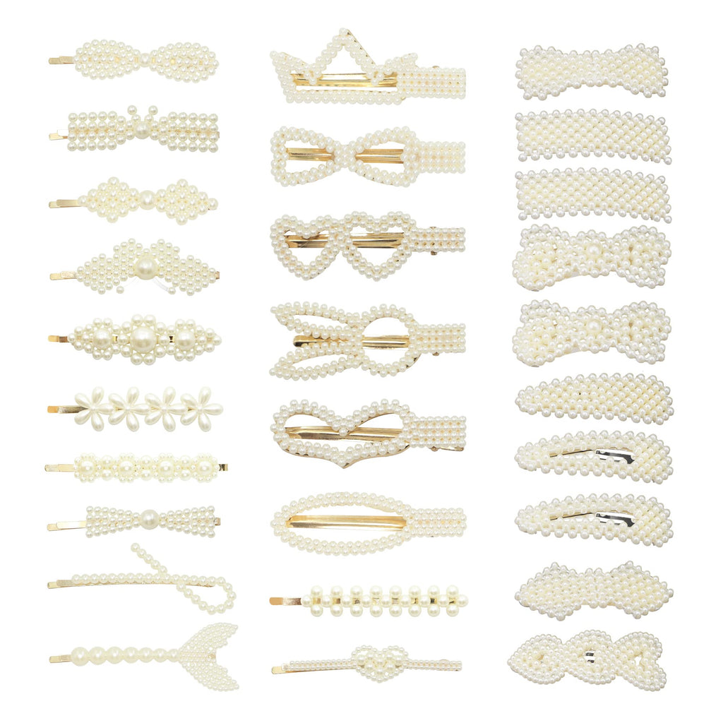 [Australia] - RIIEYOCA 28 Pcs Pearl Hair Clips, Ladies hairpin, Women Girls Fashion Hair Accessories, Party Wedding Daily Wear, Birthday Valentines Day Gifts 